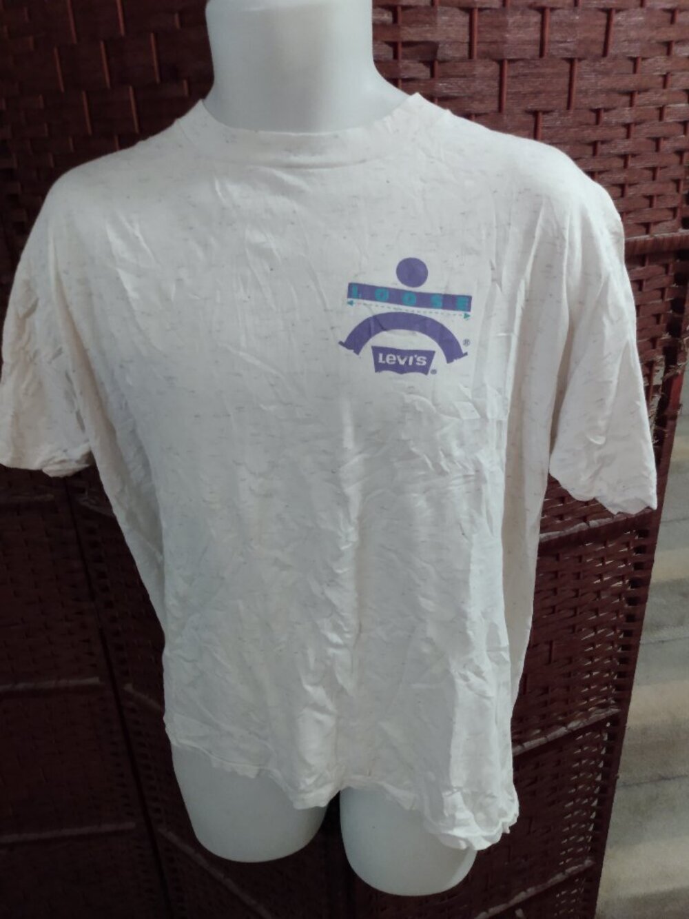 Vintage Levi's T Shirt Loose Fit Brand Logo Double Sided Single Stitch 90s Large